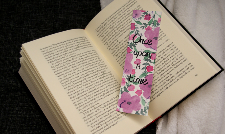 Aquarel Boekenlegger once upon a time
